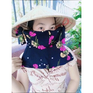 Khẩu trang quai nón lá - hàng may nhà che luôn cả cổ chất thun dày 2 lớp