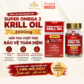 [Hộp 60 Viên] Viên Uống Dầu Nhuyễn Thể Eikenbi Super Omega 3 Krill Oil 2000mg Hỗ Trợ Chống Oxy Hóa