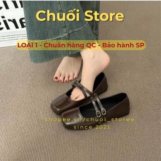 Giày bệt nữ da PU tổng hợp dệt vải đế cao su nhẹ nhàng tiểu thư đáng yêu nữ tính