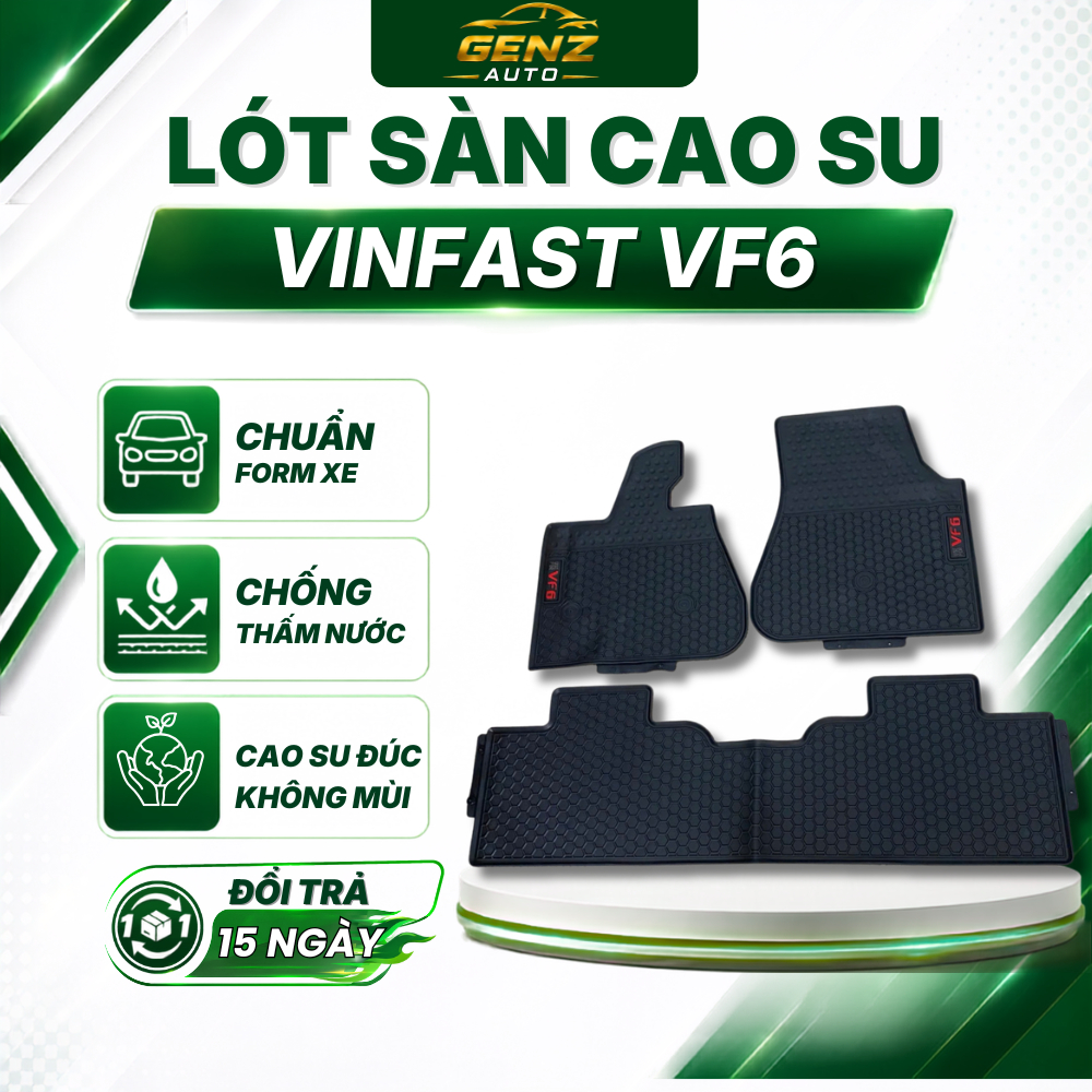 Thảm lót sàn VF6 - Vinfast VF6 - Cao su đúc nguyên khối Không mùi, chuẩn khít form xe, chống trượt