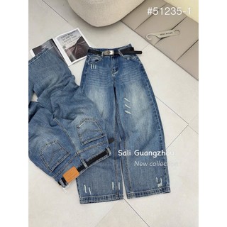 Quần Jean Suông Ống Rộng Kèm Đai QCCC Cao Cấp