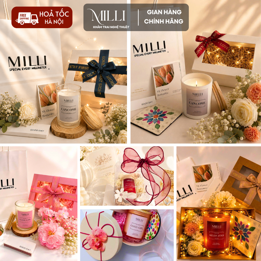Set quà nến thơm sang trọng MILLI, quà tặng sinh nhật, giáng sinh, 14/2, 8/3, tặng bạn bè, người yêu, thầy cô, đối tác,.