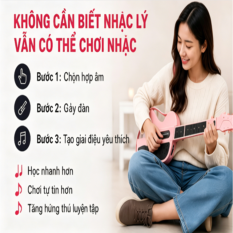 Trẻ em thông minh điện tử không dây tự động đàn guitar Gập lại đàn guitar điện Người mới bắt đầu tự động hợp âm Có đèn L