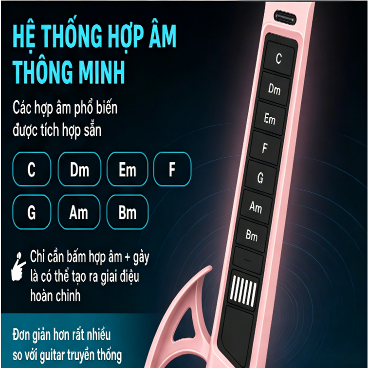 Trẻ em thông minh điện tử không dây tự động đàn guitar Gập lại đàn guitar điện Người mới bắt đầu tự động hợp âm Có đèn L