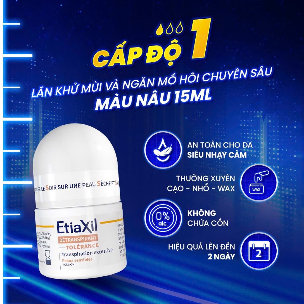 (Chính hãng) Lăn Khử Mùi & Ngăn Mồ Hôi Etiaxil Bảo Vệ Kép Chính Hãng Pháp Hiệu Quả Từ Lần Đầu Sử Dụng