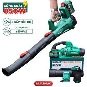 Máy thổi WORKFIX WF-TL680M 6 Cấp chỉnh tốc, không chổi than, máy thổi bụi, lá, rác, đá sỏi, gạch vụn