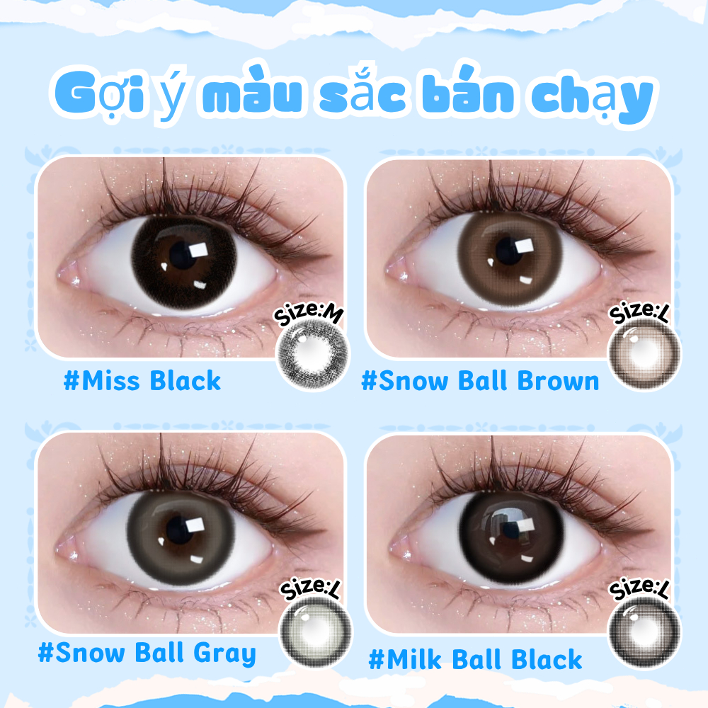 Kính áp tròng màu đen,lens cận 6 tháng có độ (0-4), Lens Missblack,Đường Kính 14.0~14.5mm,Lens Mắt đen(Giá 2 chiếc) | BigBuy360 - bigbuy360.vn