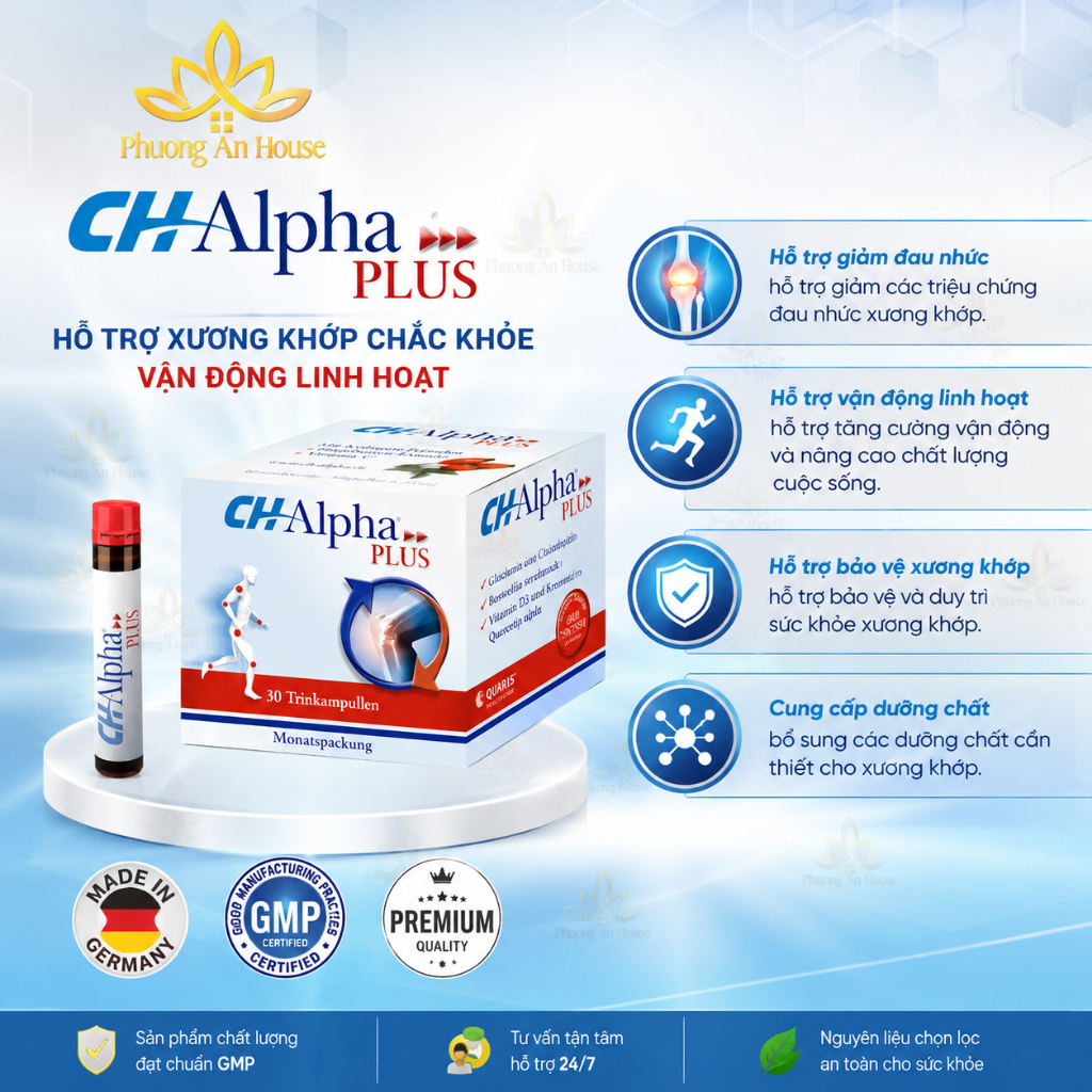 Collagen hỗ trợ khớp hoạt động hiệu quả Quiris CH-Alpha PLUS 30 Trinkampullen