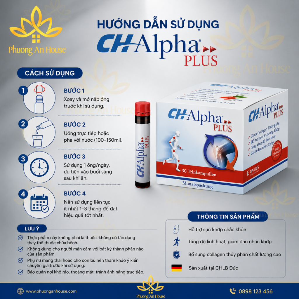 Collagen hỗ trợ khớp hoạt động hiệu quả Quiris CH-Alpha PLUS 30 Trinkampullen