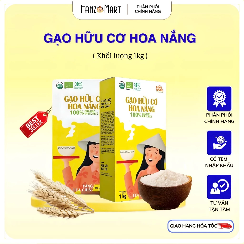 Gạo Hữu Cơ Hoa Nắng 1kg – Gạo Hữu Cơ Cho Trẻ Ăn Dặm – Chuẩn USDA EU