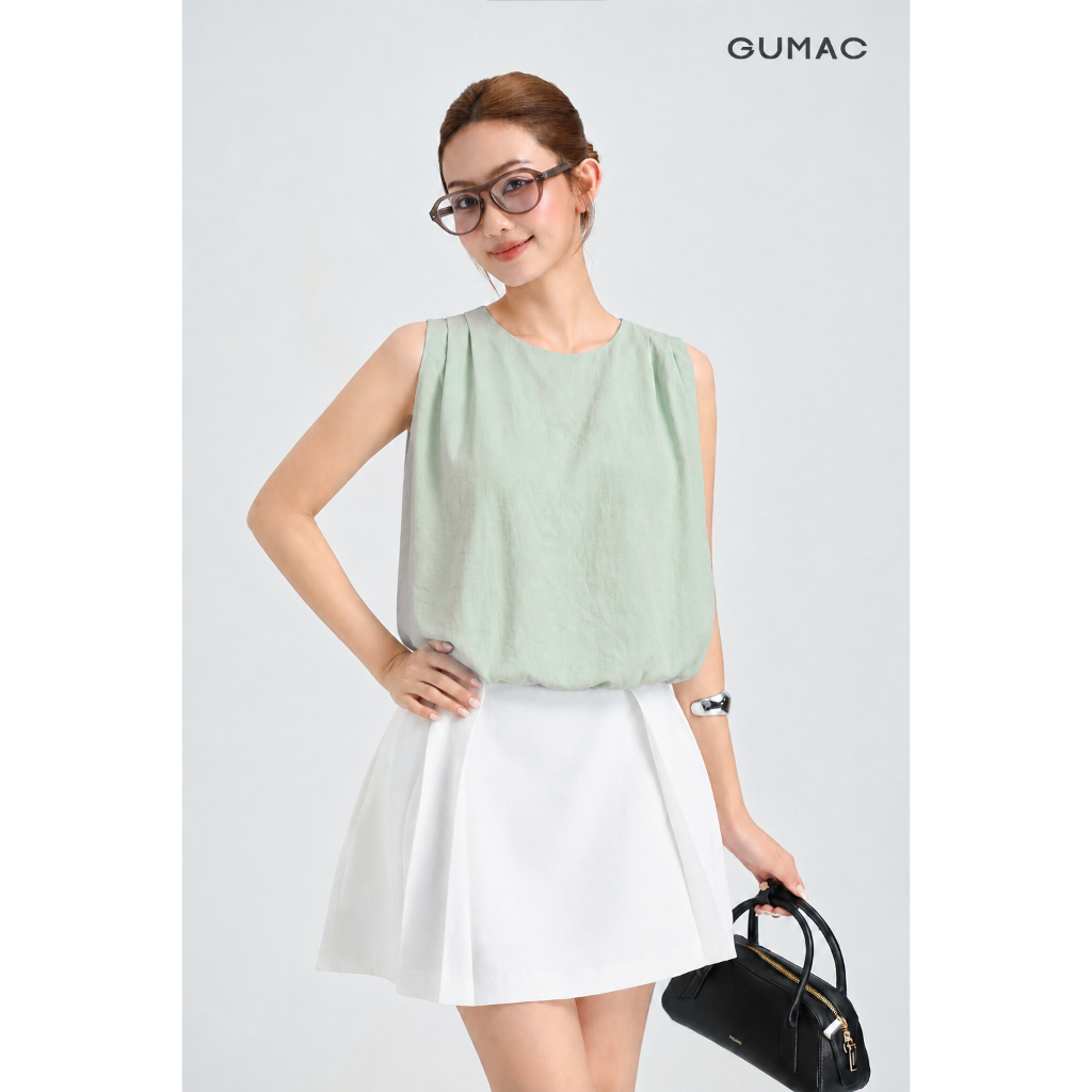 Áo Kiểu Nữ Gmorning - GUMAC Form Bí Không Tay Cổ Tròn Trẻ Trung Hiện Đại YAG05009