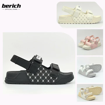 Dép Sandal Berich BE977 IN 2 Quai Ngang - Sandal Quai Hậu Họa Tiết Monogram Đế Êm Nhẹ Cao Cấp