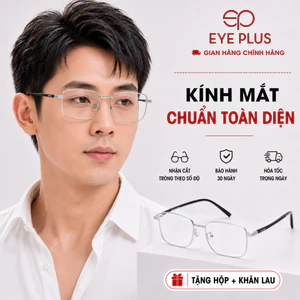 Gọng Kính Cận Nam Nữ Chống Gãy Dáng Vuông Eye Plus 5166 Gọng Kim Loại Bạc Càng Kính Nhựa Dẻo
