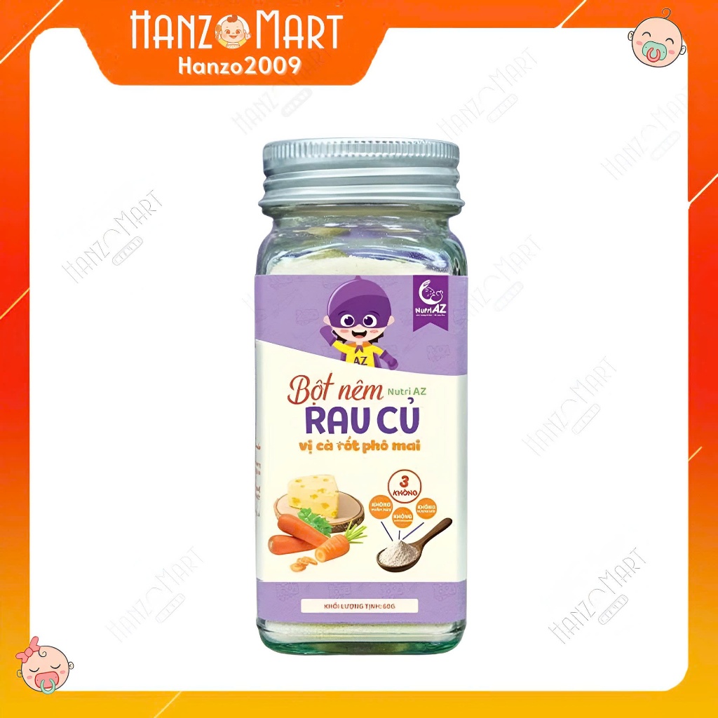 Hạt Nêm Cho Bé Ăn Dặm NutriAZ, Gia Vị Ăn Dặm Rau Củ An Toàn Cho Bé Từ 6 Tháng Tuổi, Không Muối
