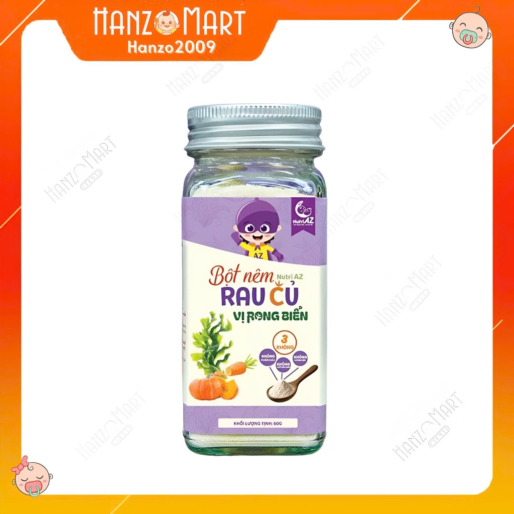 Hạt Nêm Cho Bé Ăn Dặm NutriAZ, Gia Vị Ăn Dặm Rau Củ An Toàn Cho Bé Từ 6 Tháng Tuổi, Không Muối