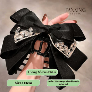 Kẹp Tóc Nơ Đính Đá Hàng Quảng Châu Cao Cấp Tiểu Thư Sang Chảnh
