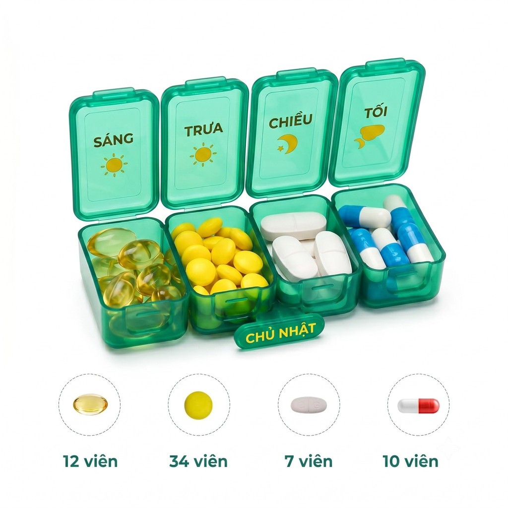 Hộp Đựng Thuốc Hàng Tuần 7 Ngày 3, 4 Ngăn, Hộp Chia Thuốc Du Lịch Di Động, Đựng Vitamin, Dầu Cá & Thực Phẩm Chức Năng