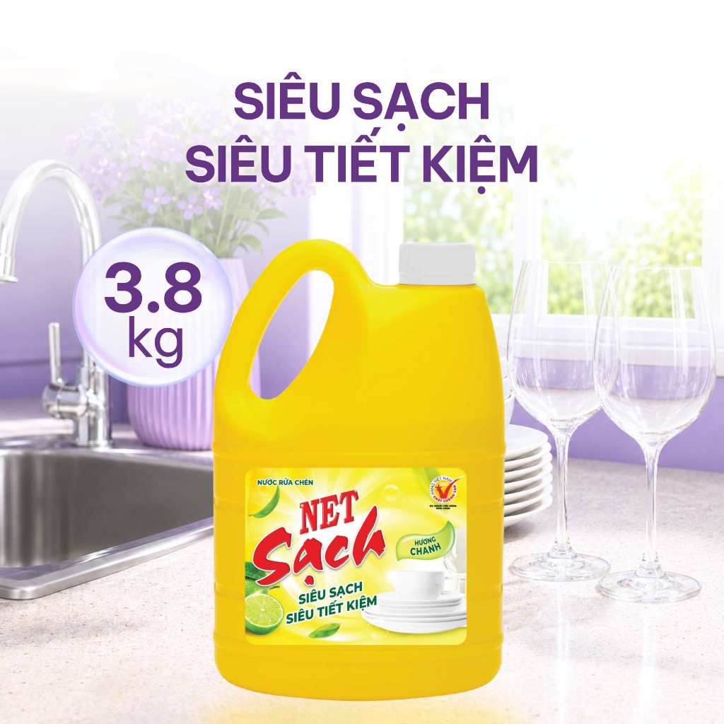 Nước rửa chén NET Sạch x chai x 3.8kg