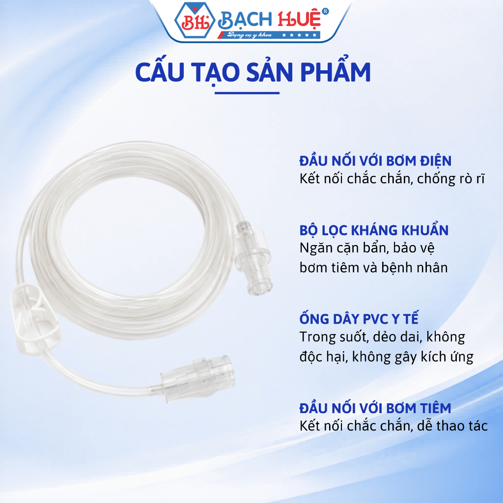 Hộp 100 Sợi Dây Nối Bơm Tiêm Điện MPV 140cm–Dây Nối Máy Truyền Dịch Cao Cấp Vô Trùng Tiêu Chuẩn Y Tế