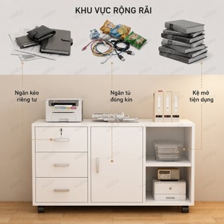 Tủ hồ sơ văn phòng trắng hiện đại để gầm bàn Có khóa và chìa Có bánh xe 360 độ dễ di chuyển 𝐍𝐈𝐃𝐎