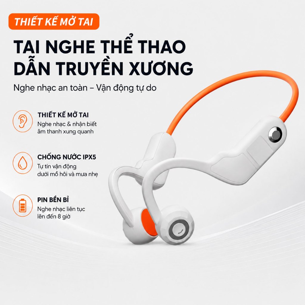 Tai Nghe Thể Thao Bluetooth G2S Mở Tai Dẫn Truyền Xuống Bluetooth 5.3 Chống Nước IPX5 Pin 8H Bảo Hành 1 Tháng