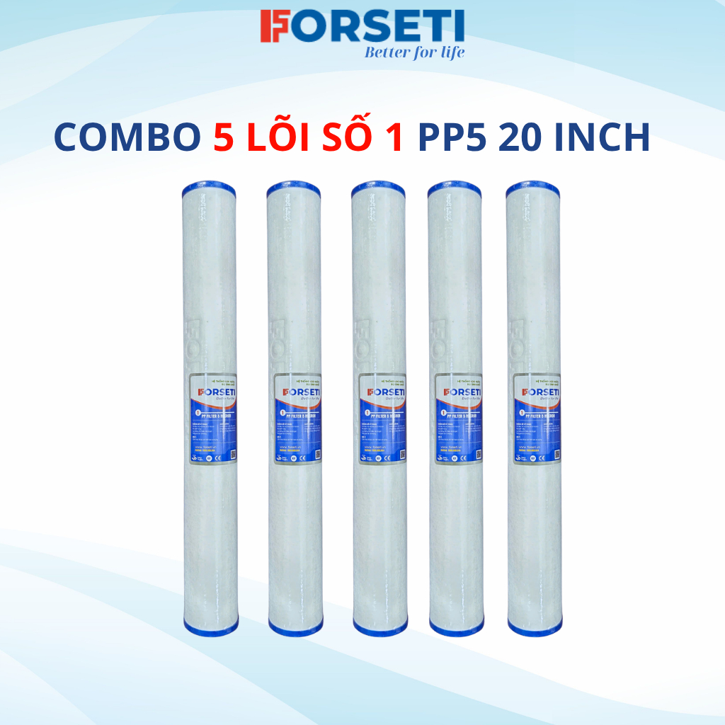 Lõi Lọc Thô PP Số 1 20 INCH Cấu Tạo Từ Bông PP Ép 5 Micron Loại Bỏ Tạp Chất Lọc Đầu Nguồn Cho Nước Sinh Hoạt