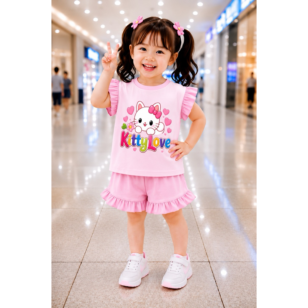 Bộ Đùi bé gái vải cotton 100% cho bé 8-20kg ( tặng kèm 10cái  khẩu trang )