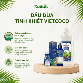 Dầu Dừa Tinh Khiết Vietcoco 130ml/ 500ml/ 1L  - Xanhsam Natural & Organic