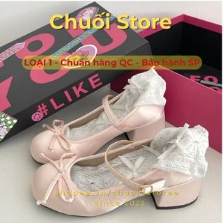 Giày lolita nữ da PU tổng hợp dệt vải đế cao su thanh lịch dịu dàng tinh tế nữ tính
