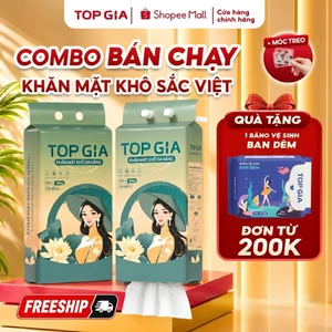 Combo 2 Khăn mặt khô Top Gia treo tường Sắc Việt, dùng 1 lần mềm mịn, an toàn cho mọi làn da tặng 1 băng vệ sinh ban đêm