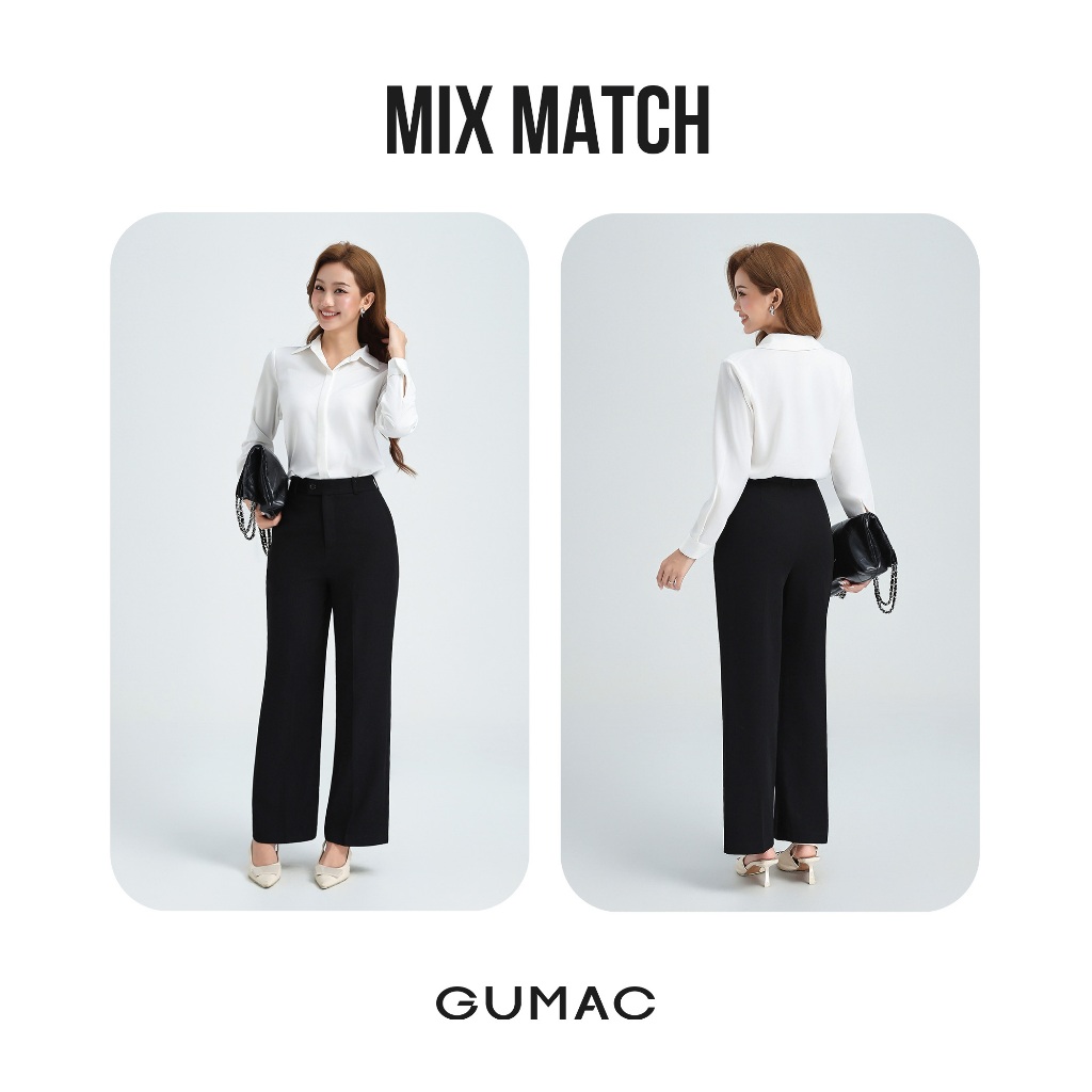 Quần Tây Nữ Ống Suông GUMAC Thiết Kế Bản Lưng Cài Quai Dê Chất Tuyết Mưa Đứng Form LQE1241