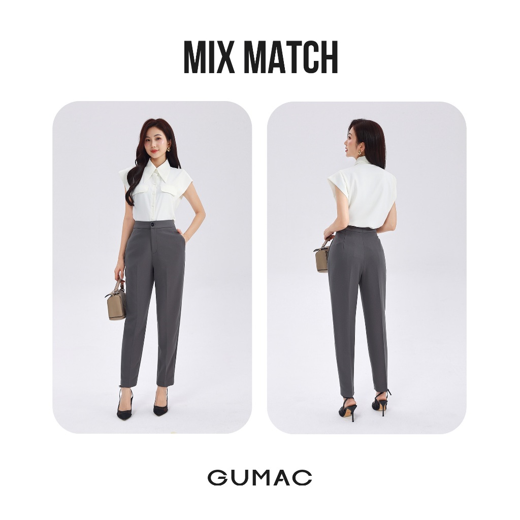 Quần Tây Baggy Nữ GUMAC Dáng Ống Đứng Cơ Bản Chất Tuyết Mưa Đứng Form Tôn Dáng Thanh Lịch LQF0110