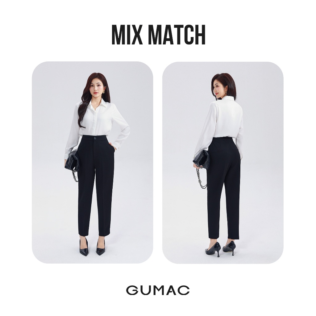 Quần Tây Baggy Nữ GUMAC Dáng Ống Đứng Cơ Bản Chất Tuyết Mưa Đứng Form Tôn Dáng Thanh Lịch LQF0110