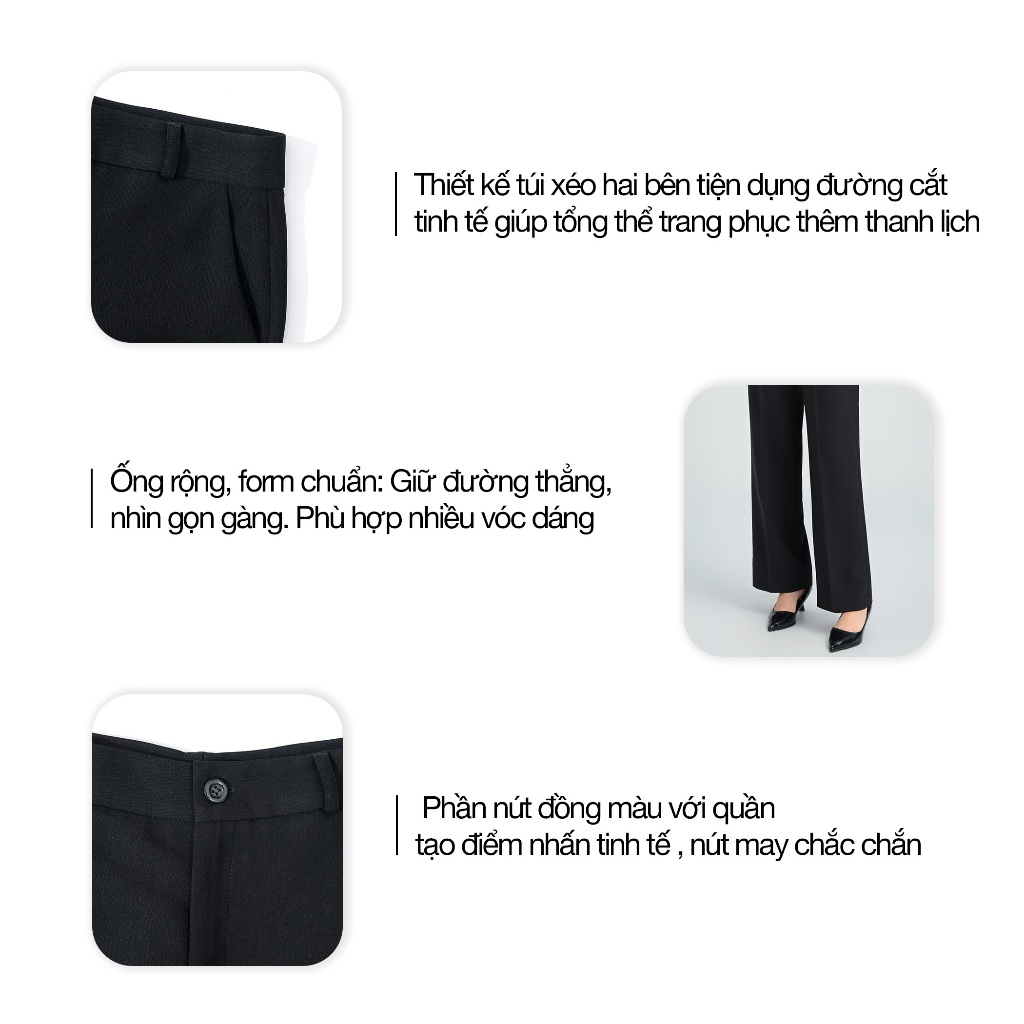 Quần Tây Ống Rộng GUMAC Form Cơ Bản Lưng Quần Có Con Đĩa Thoái Mái LQG0110 - LQG0412