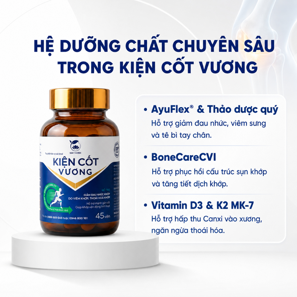 Kiện Cốt Vương chính hãng - Viên uống hỗ trợ xương khớp thoái hóa cột sống lọ 45 viên