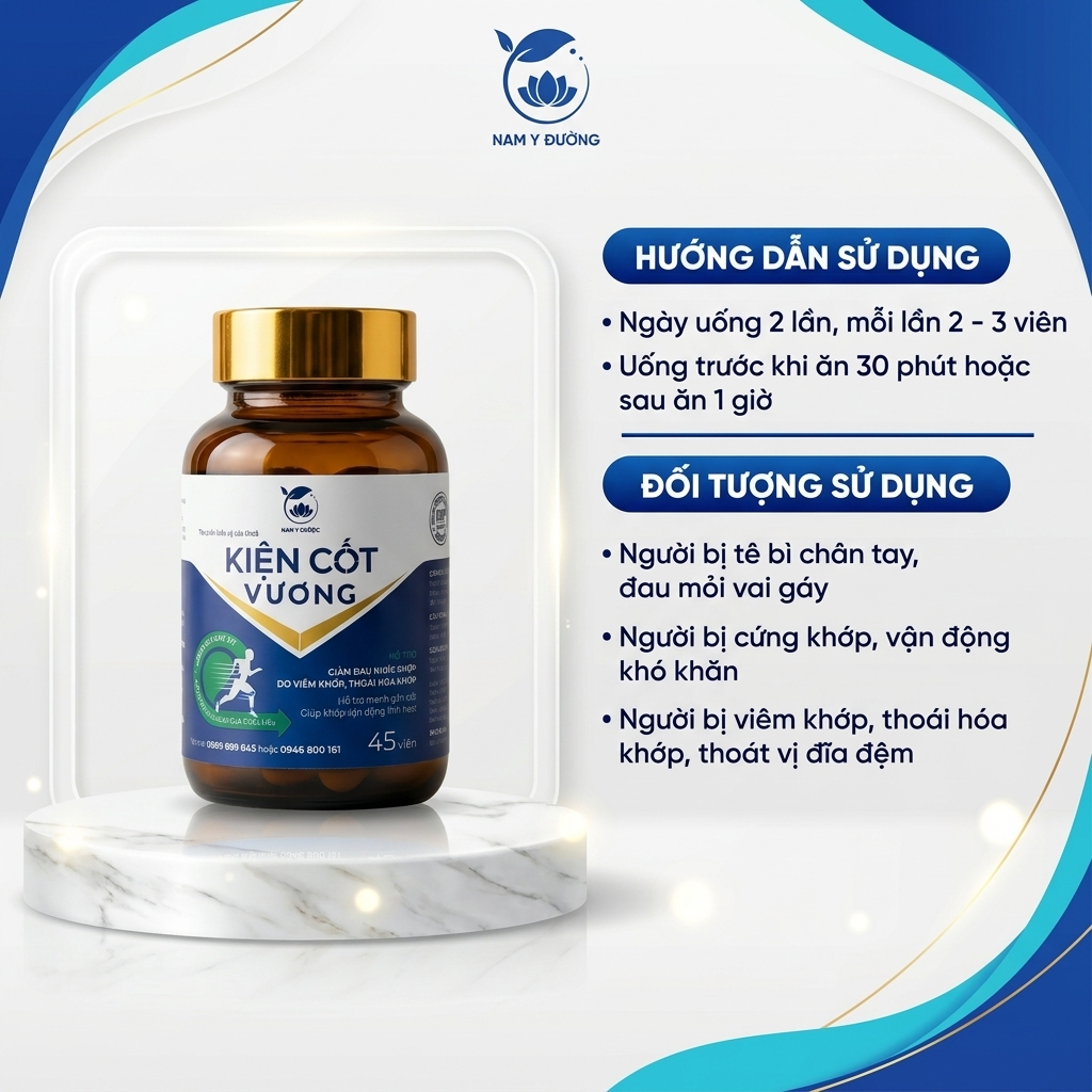 Kiện Cốt Vương chính hãng - Viên uống hỗ trợ xương khớp thoái hóa cột sống lọ 45 viên