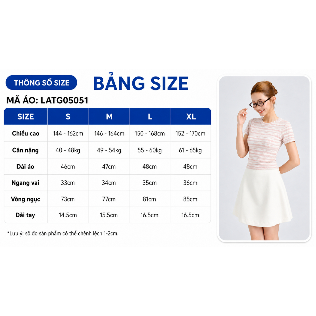 Áo Thun Nữ GUMAC Form Ôm Slim Cổ Tròn Tay Ngắn Chất Thun Sọc Mịn Co Giãn Thoải Mái LATG05051