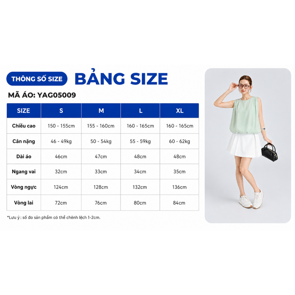 Áo Kiểu Nữ Gmorning - GUMAC Form Bí Không Tay Cổ Tròn Trẻ Trung Hiện Đại YAG05009
