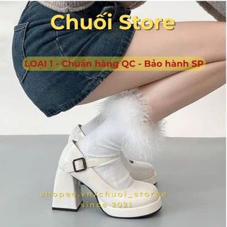Giày cao gót nữ da PU tổng hợp dệt vải đế cao su sang chảnh quý phái thời trang cao cấp