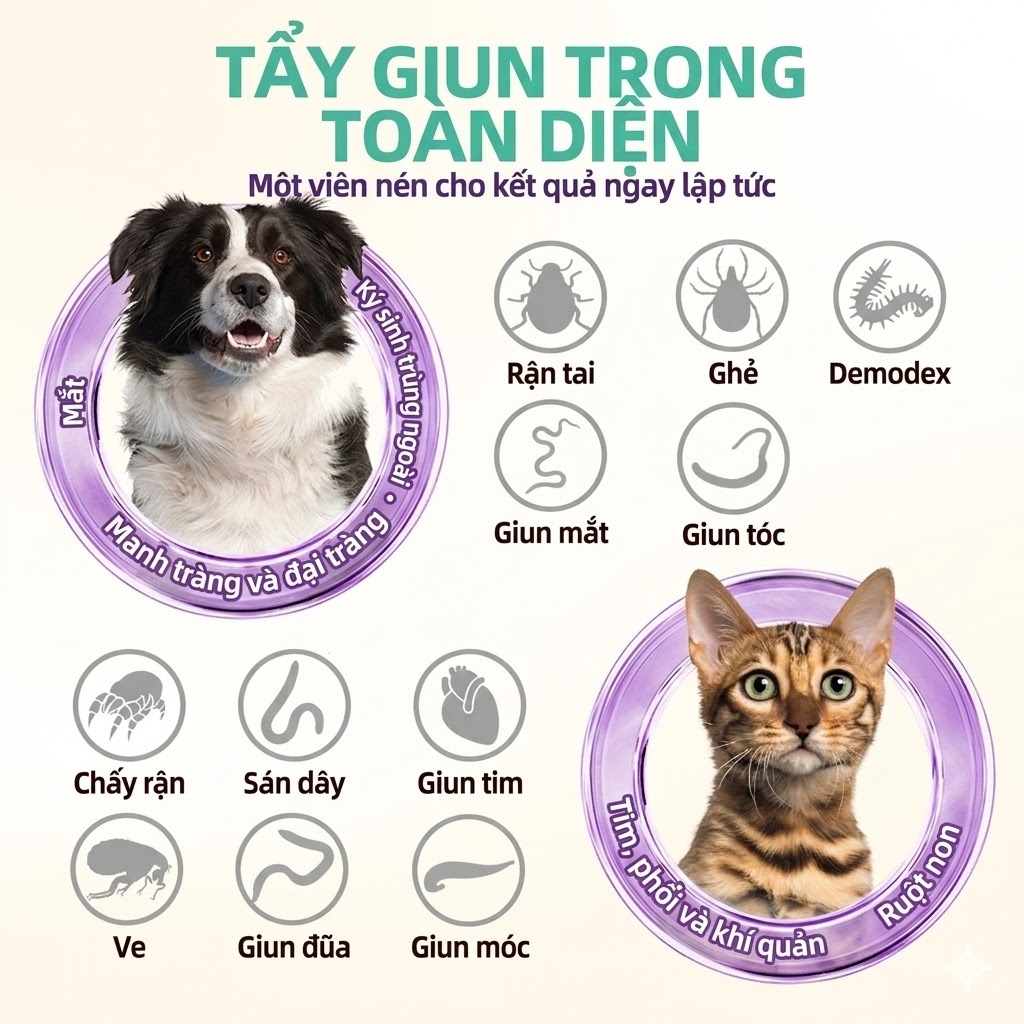 Hegen Pet Nhỏ Gáy Hỗ Trợ Loại Bỏ Ve, Bọ Chét, Ghẻ Và Tẩy Giun (Giun đũa, Giun Móc, Sán Dây) Cho Chó Mèo