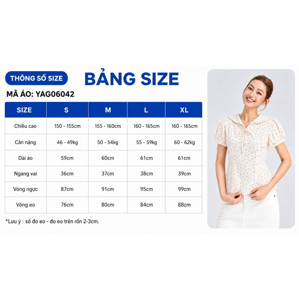 Áo Peplum Nữ Gmorning - GUMAC Tay Phồng Cổ Thủy Thủ Đính Nơ Nữ Tính Hiện Đại YAG06042