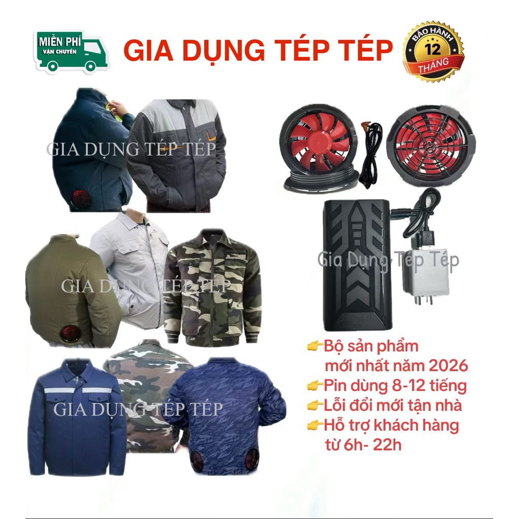 Áo Điều Hòa Quạt Gió (Combo 1áo + 1 bộ phụ kiện)