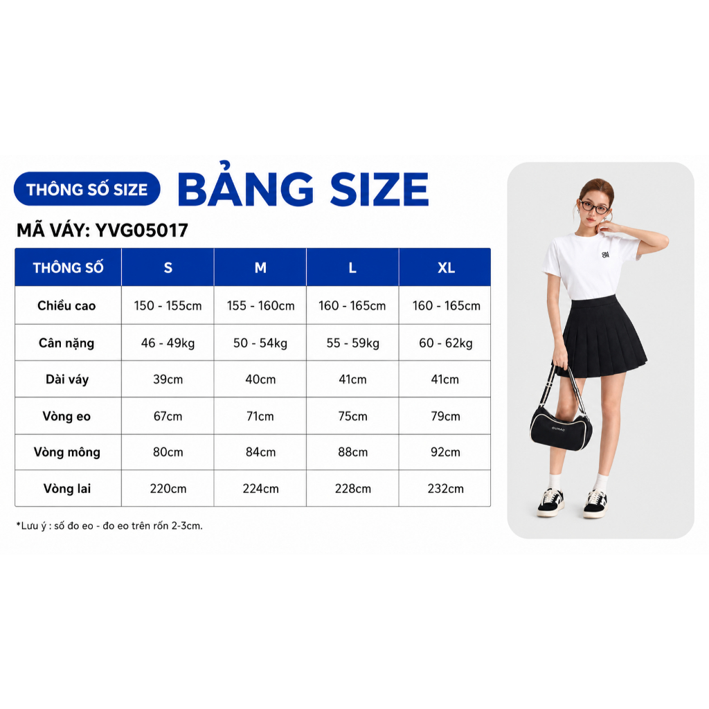 Chân Váy Nữ Gmorning - GUMAC Form Midi Xếp Ly Dây Kéo Sườn Tinh Tế Dễ Mặc YVG05017