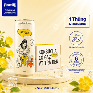 Trà Kombucha Có Gaz HAYĐẤY Vinamilk 320ml - Đủ Vị - Thùng 12 Lon