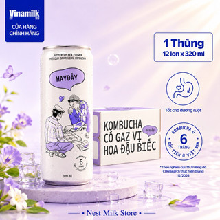 Trà Kombucha Có Gaz HAYĐẤY Vinamilk 320ml - Đủ Vị - Thùng 12 Lon