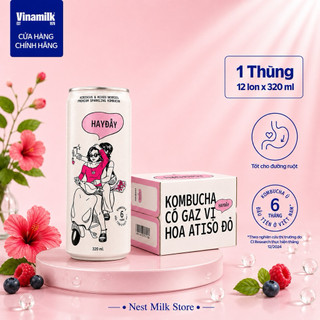 Trà Kombucha Có Gaz HAYĐẤY Vinamilk 320ml - Đủ Vị - Thùng 12 Lon