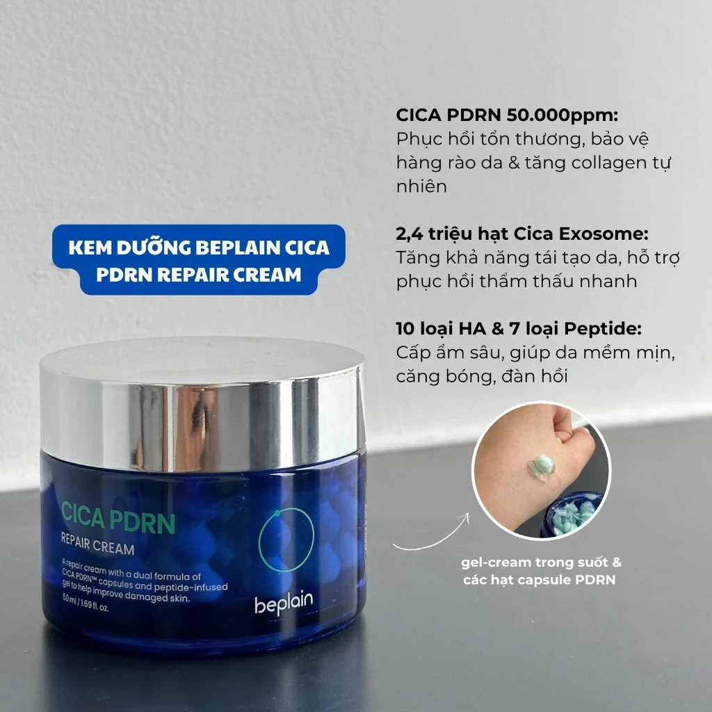 Kem dưỡng BEPLAIN CICA PDRN phục hồi, trẻ hóa làn da & cấp ẩm, đàn hồi, căng bóng 50ml