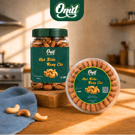 Hạt điều rang củi (Hạt lớn - 415 gram) - Hạt điều xếp hoa Onut (350 gram)