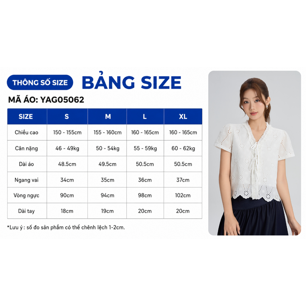 Áo Kiểu Nữ GUMAC Form Suông Lửng Tay Ngắn Cột Dây Cổ V Viền Ren Chất Xô Hoa 2 Lớp Nhẹ Nhàng YAG05062