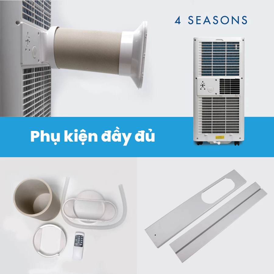 [VOUCHER 300K] Điều Hoà Di Động 2 chiều 4 mùa Làm Lạnh, Sưởi ấm, Hút ẩm, Điều khiển wifi Smart Life VTECH365 9000BTU